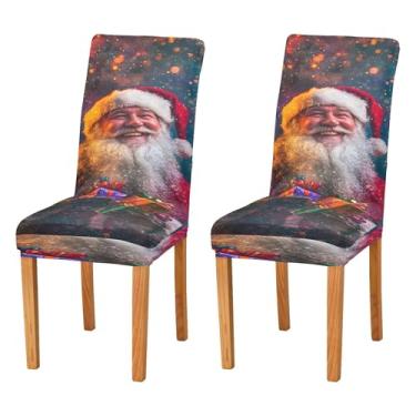 Imagem de SEHANY Conjunto de 4 capas de cadeira de gnomo de Papai Noel para sala de jantar, elástico, removível e lavável, para cozinha, hotel, festa, decoração de Natal