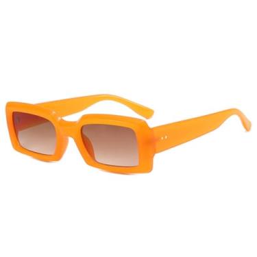 Imagem de Óculos de Sol Unissex com Armação Espessa e Rebites em Cores Candy, Proteção UV400, Ideais para Esportes ao Ar Livre, Corrida e Ciclismo, Cor Laranja Chá