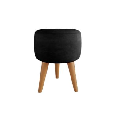 Imagem de Puff Redondo Apoio Os Pés Banqueta Decorativa(SUEDE PRETO)