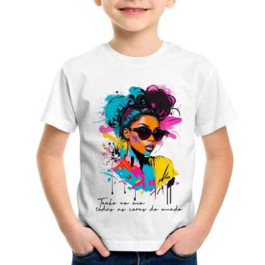 Imagem de Camiseta Infantil Tenho em mim todas as cores do mundo - Foca na Moda,