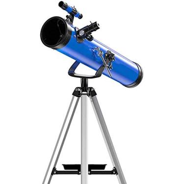 Imagem de Telescópio astronômico portátil para iniciantes para crianças e adultos com tripé ajustável, suporte todo de metal, telescópio astronômico de viagem de 114 mm de diâmetro grande (cor: pacote 1