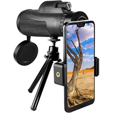 Imagem de pcagfaajmh Telescópio monocular portátil 40 × 60 de alta potência HD com suporte de smartphone para observação de pássaros