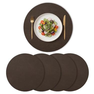 Imagem de Artoid Mode Jogo americano Coffee de couro sintético, conjunto de 4, tapetes de 38 cm à prova d'água, limpáveis, resistentes ao calor, tapetes de mesa reversíveis para decoração de cozinha e jantar
