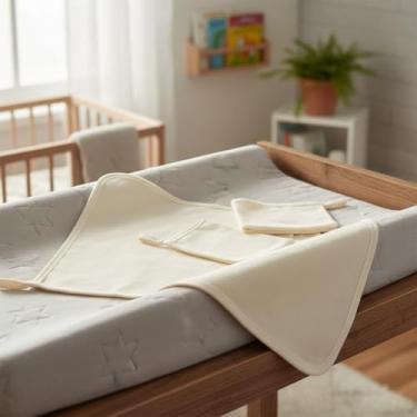 Imagem de Kit 3 Unidades Fraldas Boca Bebê Malha Lisa Toque Suave Babete com Prendedor de Chupeta 30x30cm Palha