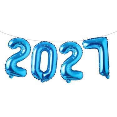 Imagem de Balões de alumínio número 2027 de 40,6 cm para festa de ano novo, decorações de formatura, decoração de escritório em casa (azul 2027)