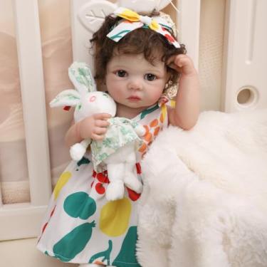 Imagem de Brastoy Bebê Reborn Menina Boneca de Silicone Realista 48cm Olhos Castanhos Original