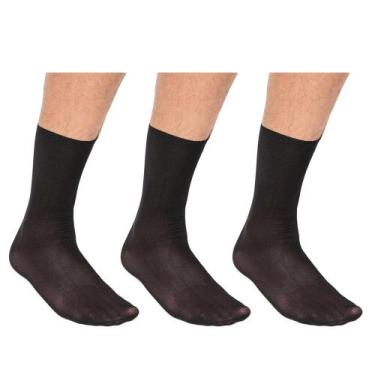 Imagem de Kit 3 Pares de Meias Social Selene Poliamida Juvenil, Preto, 29-34