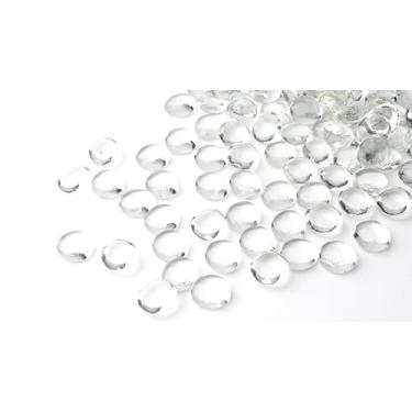 Imagem de Mármores de vidro plano transparente, pedras preciosas de 500 g, pedras de vidro decorativas para vasos, artesanato, flores, pedras de Mancala, centros de mesa, rochas de aquário para aquário (aprox