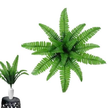 Imagem de Samambaias falsas, vegetação realista resistente a UV | Planta de samambaia - para ambientes internos e externos, todos os climas, varanda, varanda, decoração de casa o ano todo