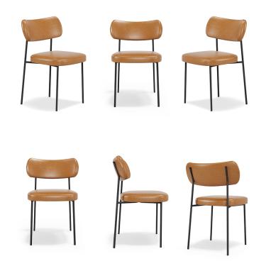 Imagem de Cadeiras de Jantar Base Ferro Nile kit 6 Sintético PU Caramelo A08 - D'Rossi