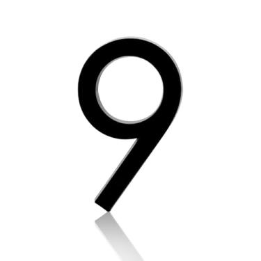 Imagem de NumRealm Números de casa, número de caixa de correio 3D à prova d'água, endereço de porta autoadesivo, jardim, apartamento, hotel, sinalização, preto (9)