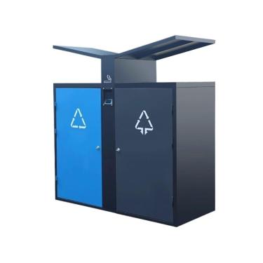 Imagem de Lata de lixo ao ar livre Caixote duplo de metal grande capacidade para locais públicos ao ar livre