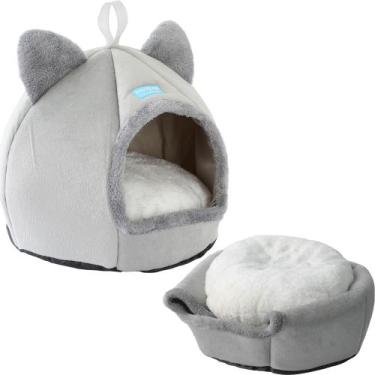 Imagem de Cama Casa Toca Iglu Tenda Caminha Cabana para Gatos Pets Cinza - Duke 