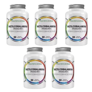 Imagem de Kit 5x Vitamina B12 Metilcobalamina 414% IDR 5x60 cps Flora - Flora Na