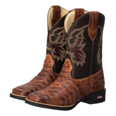 Imagem de Bota Texana Country Masculina Escamada Bico Quadrado Couro - Campero, 