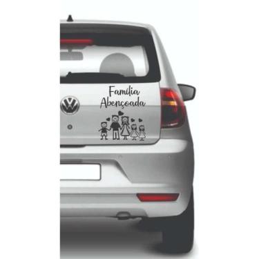 Imagem de Adesivo Família Abençoada - Casal + 3 Filhos - Lojinha Da Luc Adesivos