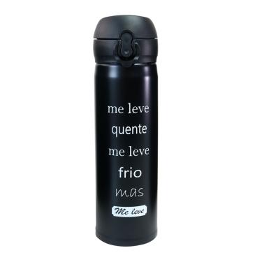 Imagem de Garrafa Isotérmica Inox Com Frases 380ml Água Academia Lazer