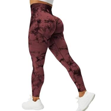 Imagem de tincolia Meia-calça feminina de ioga moderna tie dye, sem costura, alta elasticidade, controle de barriga, calça de corrida - 1-M