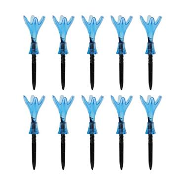 Imagem de CUOFYUNL 10 peças de plástico para bola de golfe, suporte para bola com altura ajustável e estável, acessórios para prática de presente para golfista (Azul Transparente)