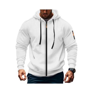 Imagem de Moletom Masculino Slim Fit Com Capuz E Zíper, Manga Longa, Design Casu