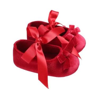 Imagem de Sapatos De Bebê Com Sola De Tecido Antiderrapante Vermelha Para 0-1 An