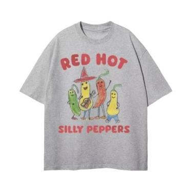 Imagem de Camiseta Oversized Red Hot Silly Peppers, Vintage, Verão, Design Engra
