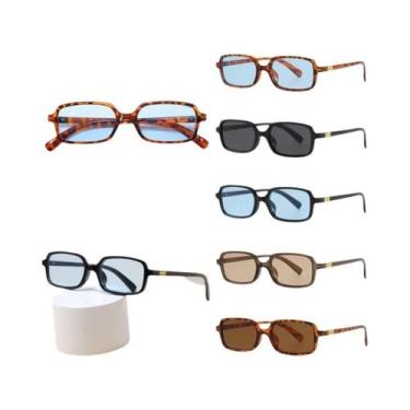 Imagem de Óculos De Sol Retangulares Pequenos Minimalistas Retrô Femininos UV400