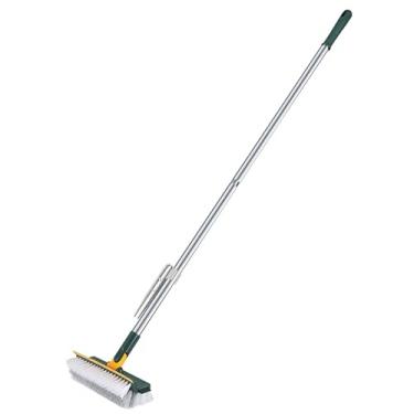 Imagem de Escova de limpeza de chão 2 em 1 escova de limpeza de piso com alça longa giratória em forma de V escova de limpeza de piso com rodo para banheiro