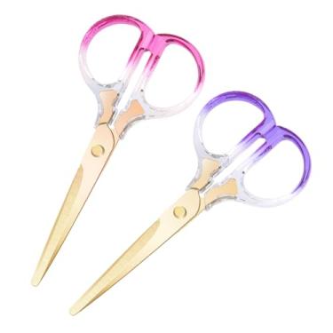 Imagem de Creechwa Pacote com 2 tesouras artesanais de precisão de 14 cm, lâmina de aço inoxidável para corte superior, cabo de acrílico para conforto, ideal para artesãos de escritório, casa e escola