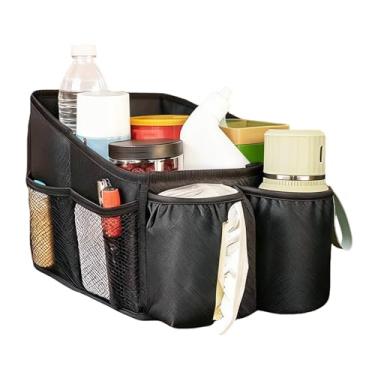 Imagem de Caixa organizadora de assento de | Suporte de armazenamento dobrável para console com vários compartimentos | Organizador de assento de console – para brinquedos, lenços, lanches, bebidas