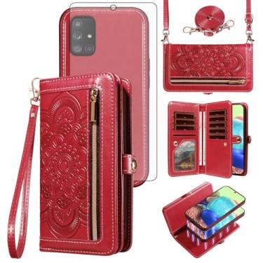 Imagem de Asuwish Capa de celular para Samsung Galaxy A71 5G carteira com zíper destacável com protetor de tela de vidro temperado alça de pulso Mandala flor flip porta-cartão de crédito A 71 G5 71A S71