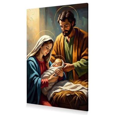 Imagem de Quadro Decoração Religioso Sagrada Família Jesus Canva 60x40 - DC Expr