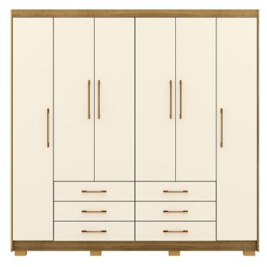 Imagem de Guarda-roupa Casal 6 Portas 6 Gavetas 100% Mdf Cadence Nature-champagne