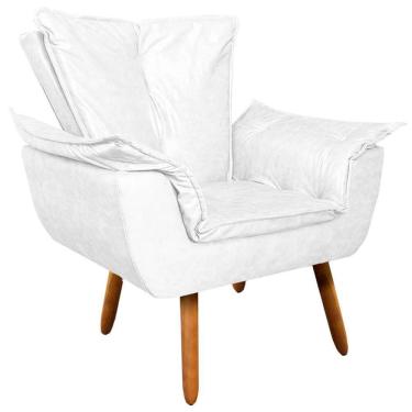 Imagem de Poltrona Decorativa Pés Palito Charger Pu Branco G19 - Gran Belo