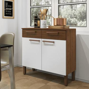 Imagem de Balcão Marina Branco Nogueira Ripado