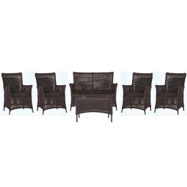 Imagem de Jogo Sofá 4 Poltronas E Mesa Igapó Marrom E9 Trama Original Marrom