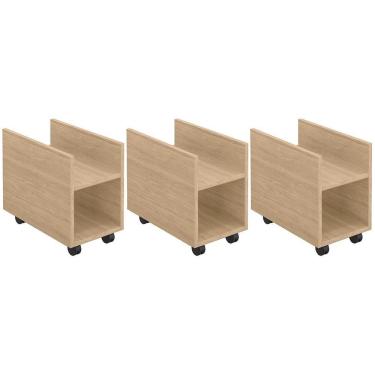 Imagem de Kit 03 Suportes Para Cpu E Nobreak Com Rodízios Guide L03 Amadeirado - Lyam