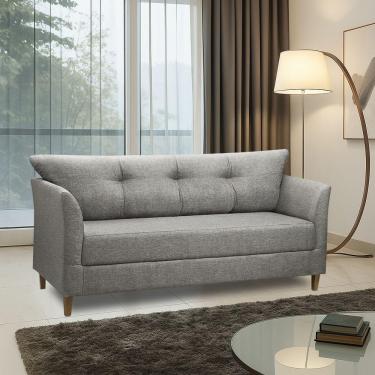 Imagem de Sofá 3 Lugares Living Para Sala Leblon 180cm Linho Cinza E03 - D'rossi