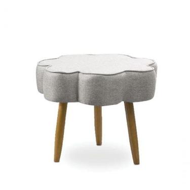 Imagem de Puff Decorativo Pé Palito De Madeira Sala Flower Linho E03 - D'rossi Cor Cinza