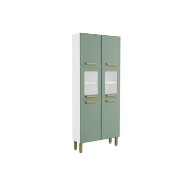 Imagem de Paneleiro Cozinha Modulado Bella c/ 6 Portas c/ Vidro 80cm Verde Bertolini