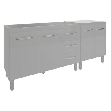 Imagem de Armário Cozinha Gabinete Pia de 120 cm Bruna e Balcão Jane para Forno Elétrico ou Microondas Branco