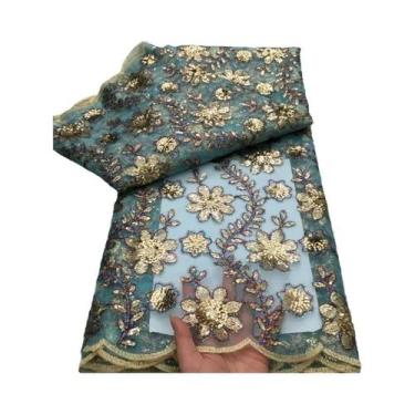 Imagem de Tecido De Renda Tule Francês Luxuoso Com Lantejoulas, 5 Jardas, Alta Q