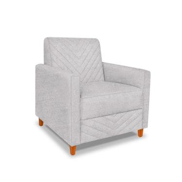 Imagem de Poltrona Camila Bouclê Cinza Pés De Madeira - Pallazio