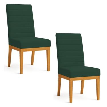 Imagem de Kit 2 Cadeiras De Jantar Solana Suede Verde Base De Madeira - Pallazio