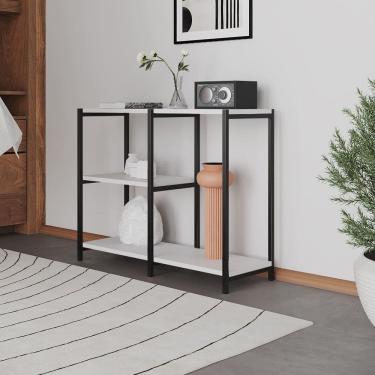 Imagem de Aparador Industrial Artesania 95cm Console para Sala Home Hall Entrada e Decoração - Preto/branco