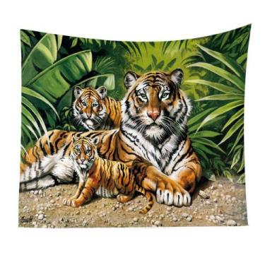 Imagem de Tapeçaria Animal Tiger Microfabric Fiber 150x130cm para quarto - yiwei
