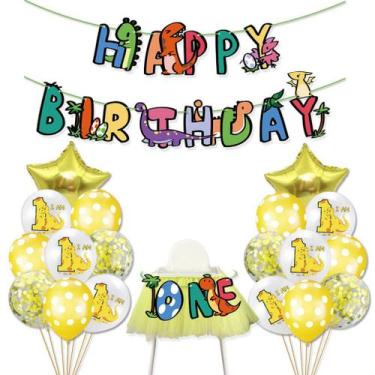 Imagem de Kit de balão para festa de dinossauro de 1º aniversário, 19 unidades d