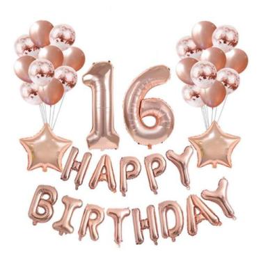 Imagem de Kit de balão para festa de aniversário de 16 anos, folha de látex em o