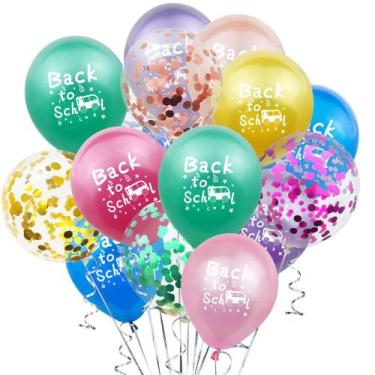 Imagem de Kit de balões de volta às aulas 15 balões de látex coloridos de 30 cm 