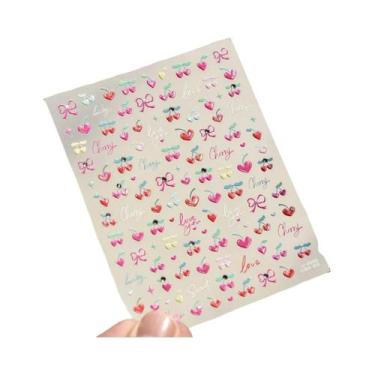 Imagem de Adesivos De Unha 5D Com Borda Dourada, Coração, Laço, Lua E Estrela, E